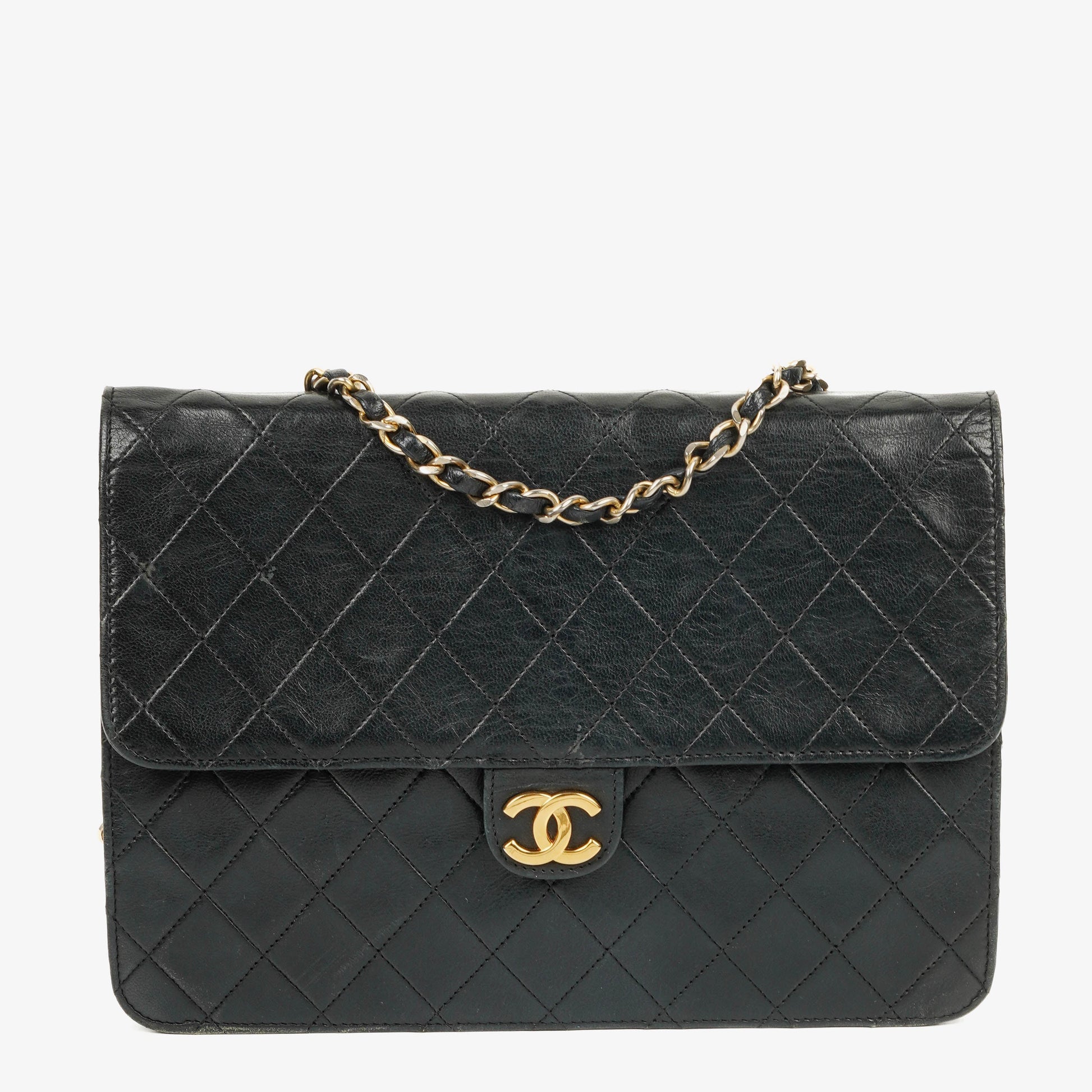 Chanel Classic Single Flap Tasche aus gestepptem Lammleder mit 24K vergoldeter Hardware