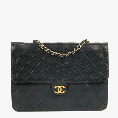 Chanel Classic Single Flap Tasche aus gestepptem Lammleder mit 24K vergoldeter Hardware