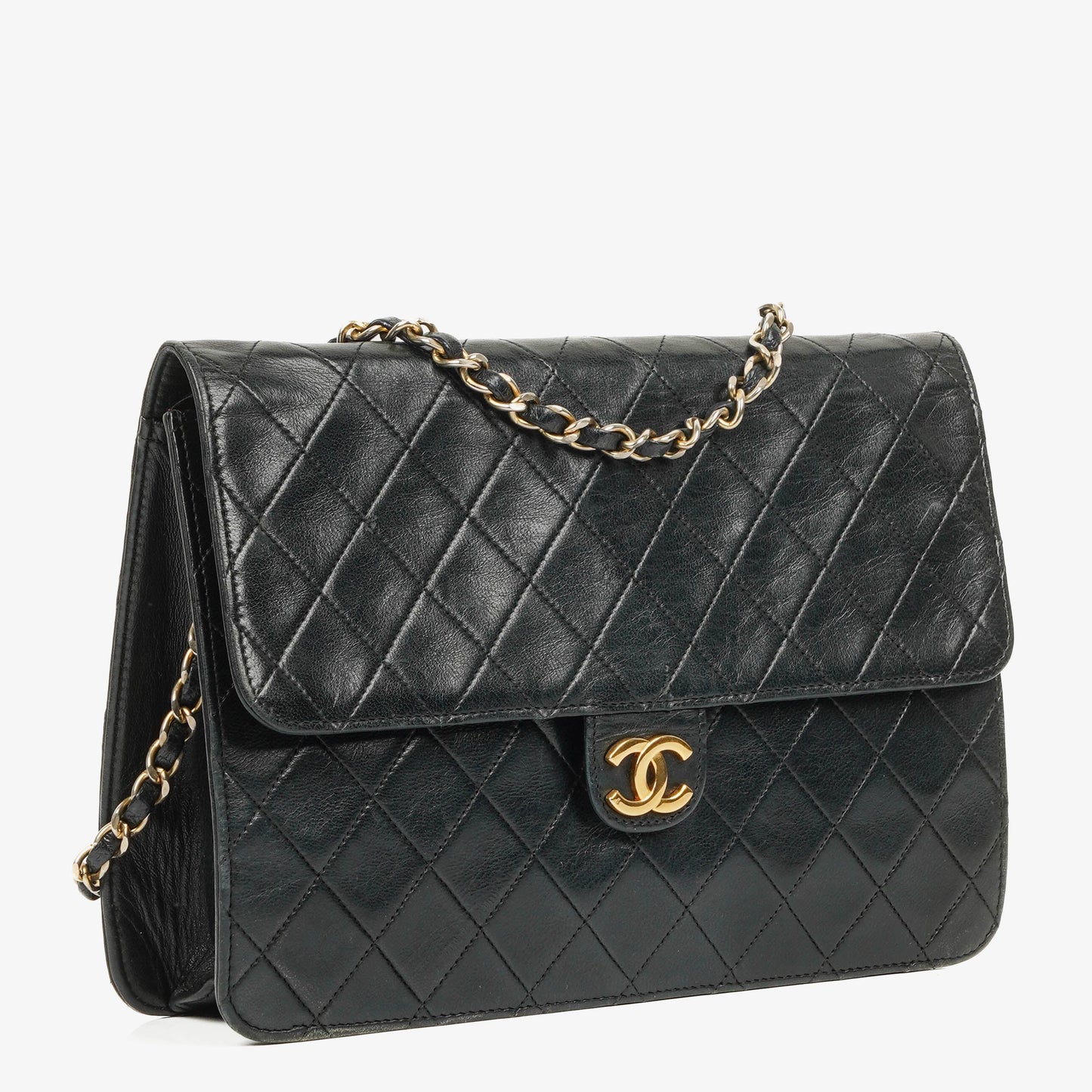 Chanel Classic Single Flap Tasche aus gestepptem Lammleder mit 24K vergoldeter Hardware