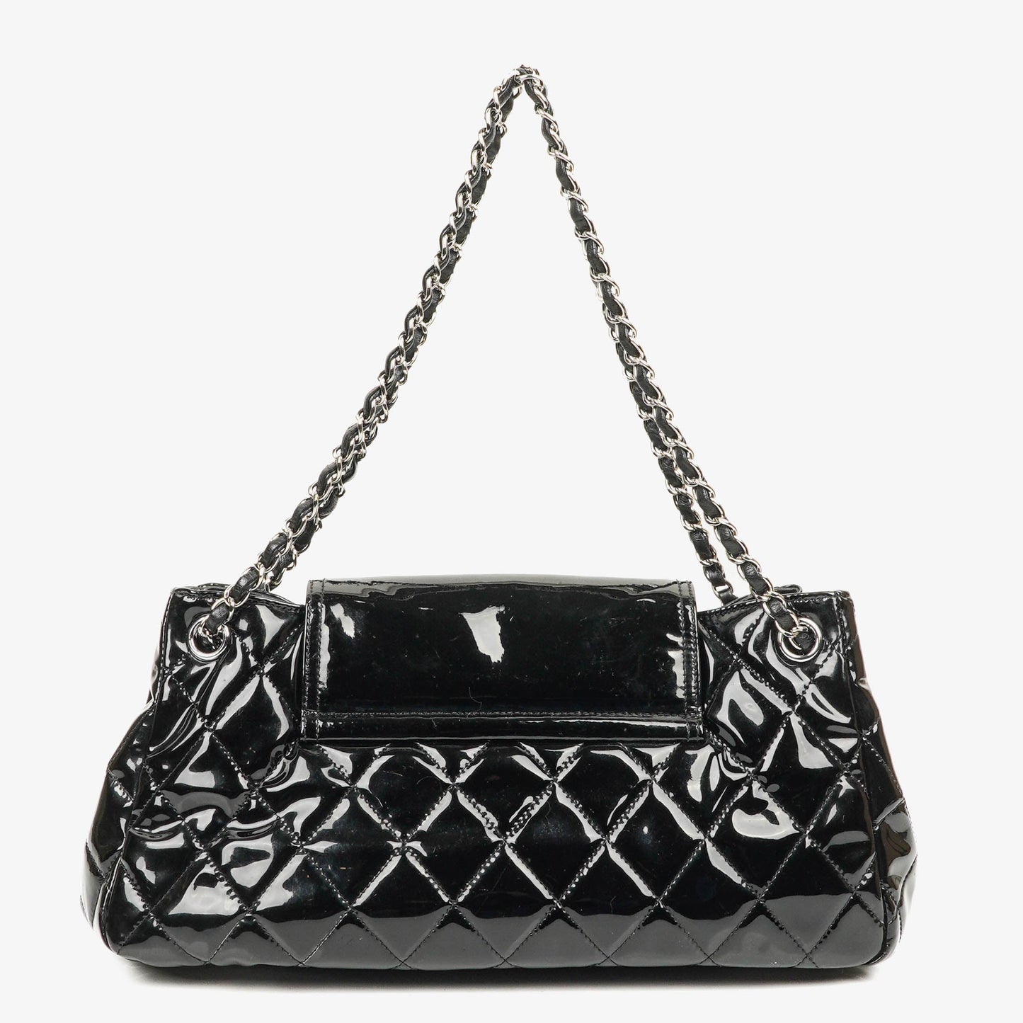 Chanel Reissue Akkordeon Flap Tasche aus schwarzem gestepptem Lackleder