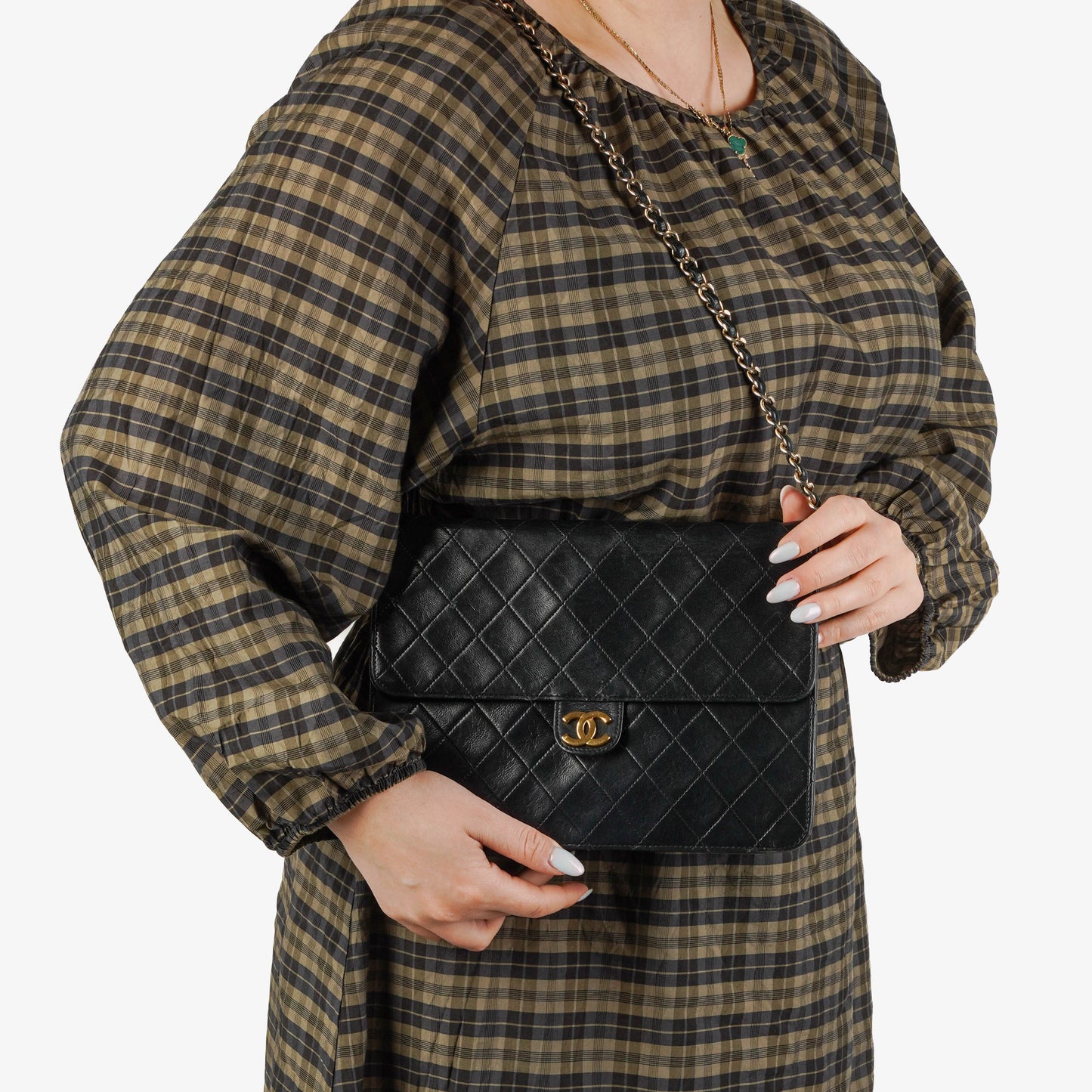 Chanel Classic Single Flap Tasche aus gestepptem Lammleder mit 24K vergoldeter Hardware