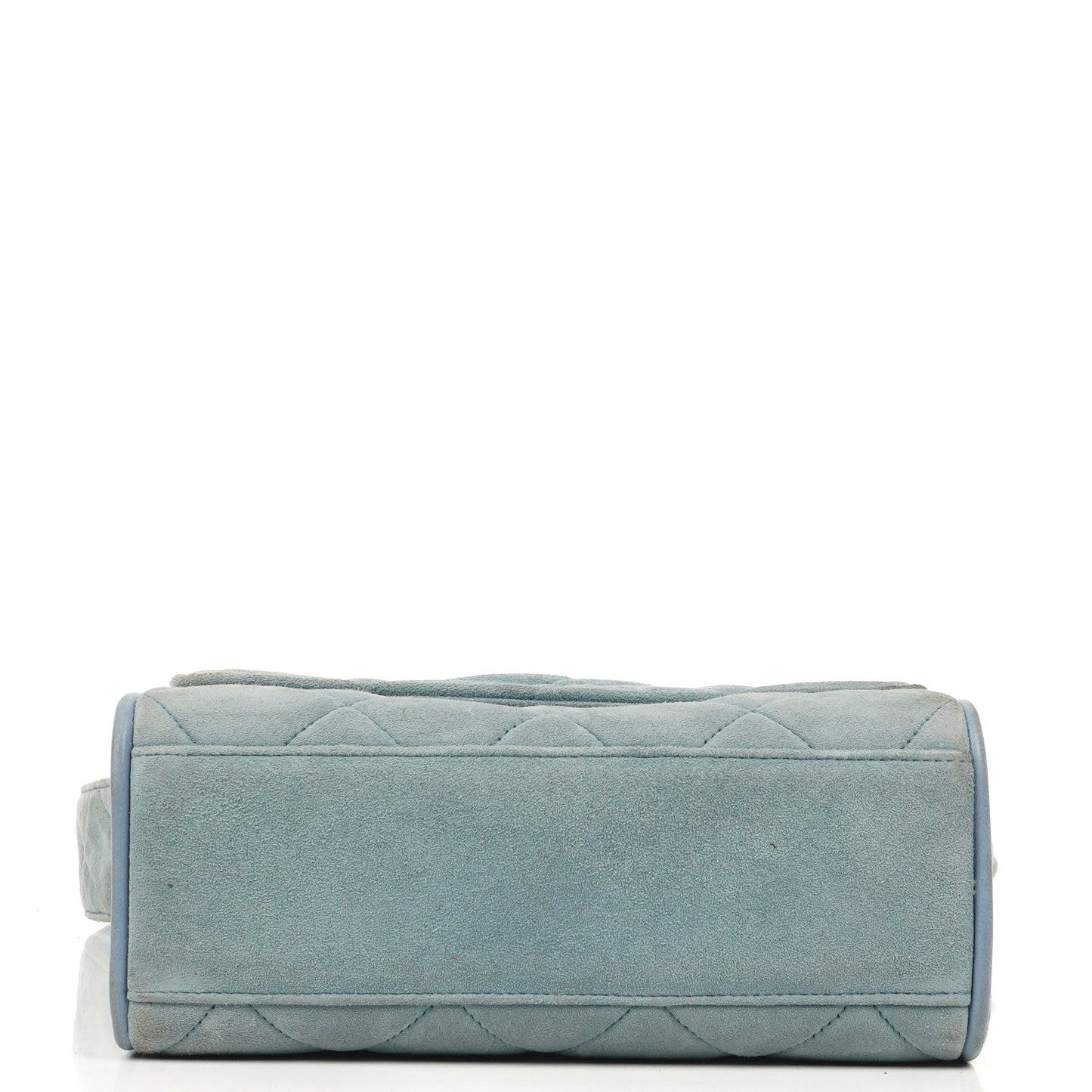Chanel Small CC Flap Crossbody Tasche aus hellblauem gestepptem Wildleder