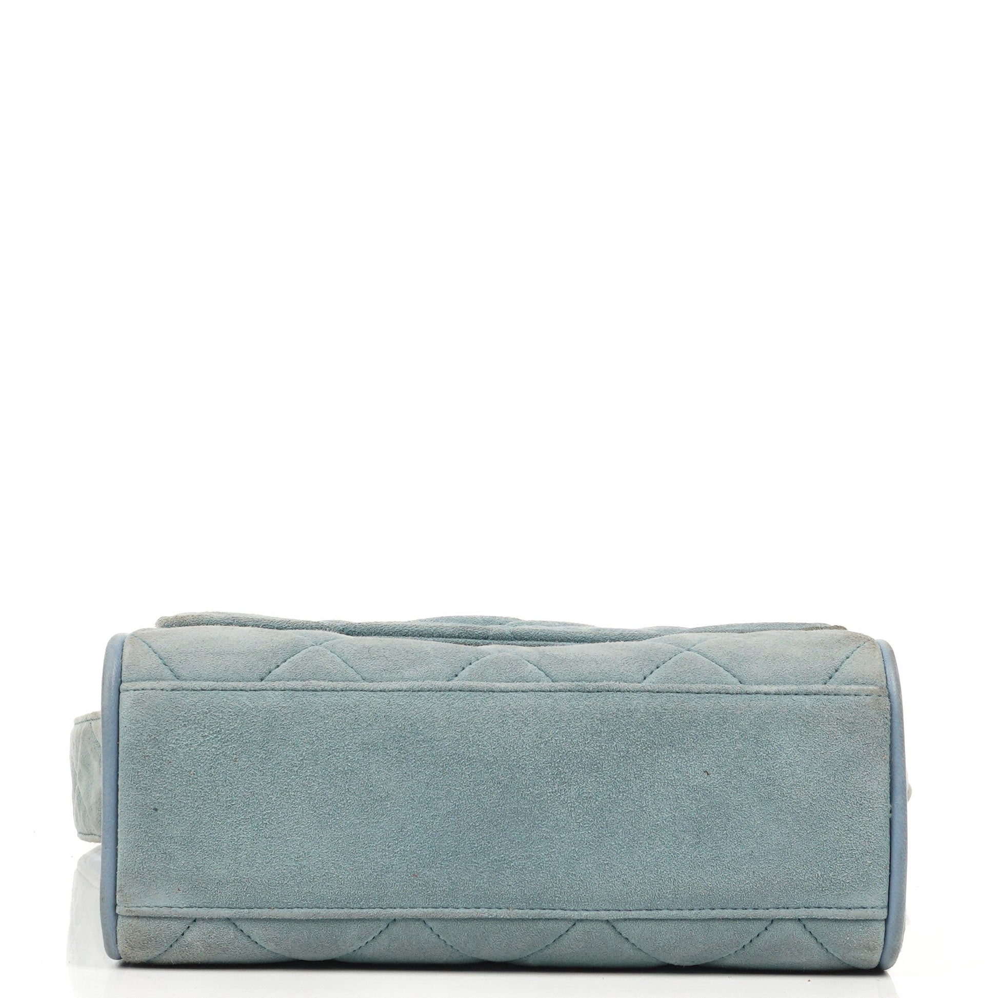 Chanel Small CC Flap Crossbody Tasche aus hellblauem gestepptem Wildleder