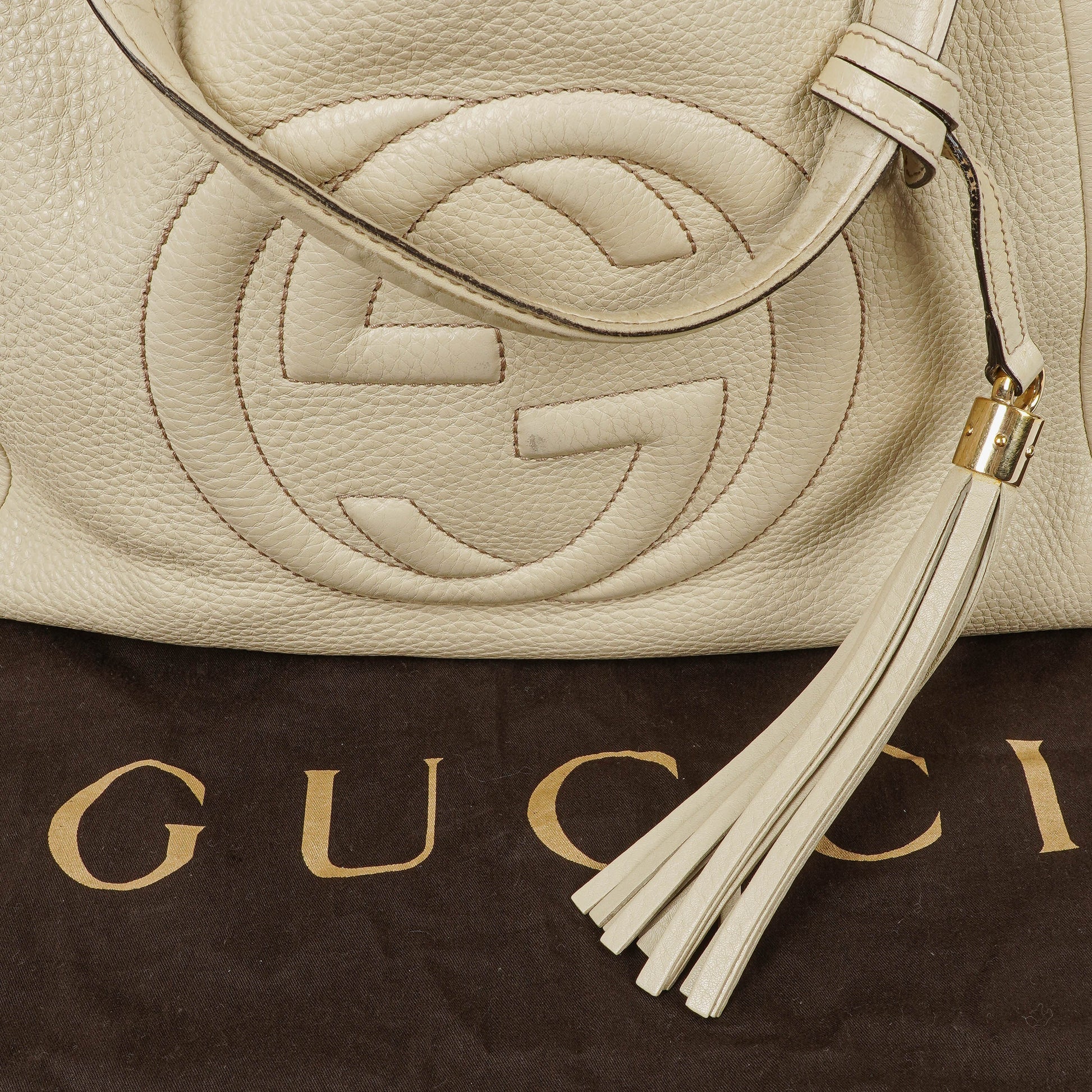Gucci Soho Tote Bag aus neutralem Leder