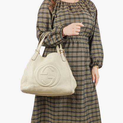 Gucci Soho Tote Bag aus neutralem Leder