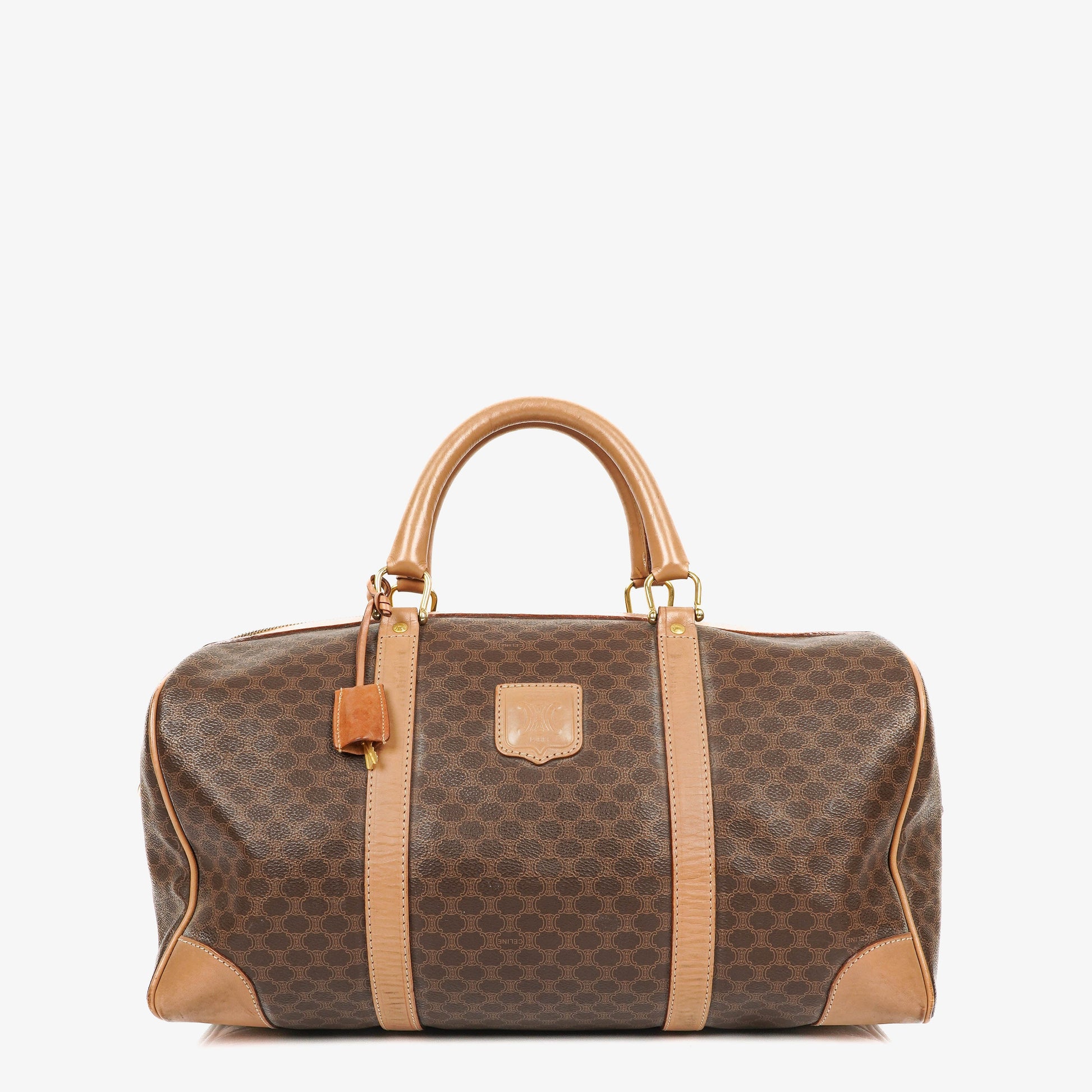 Celine Vintage Macadam Triomphe Reisetasche in Braun