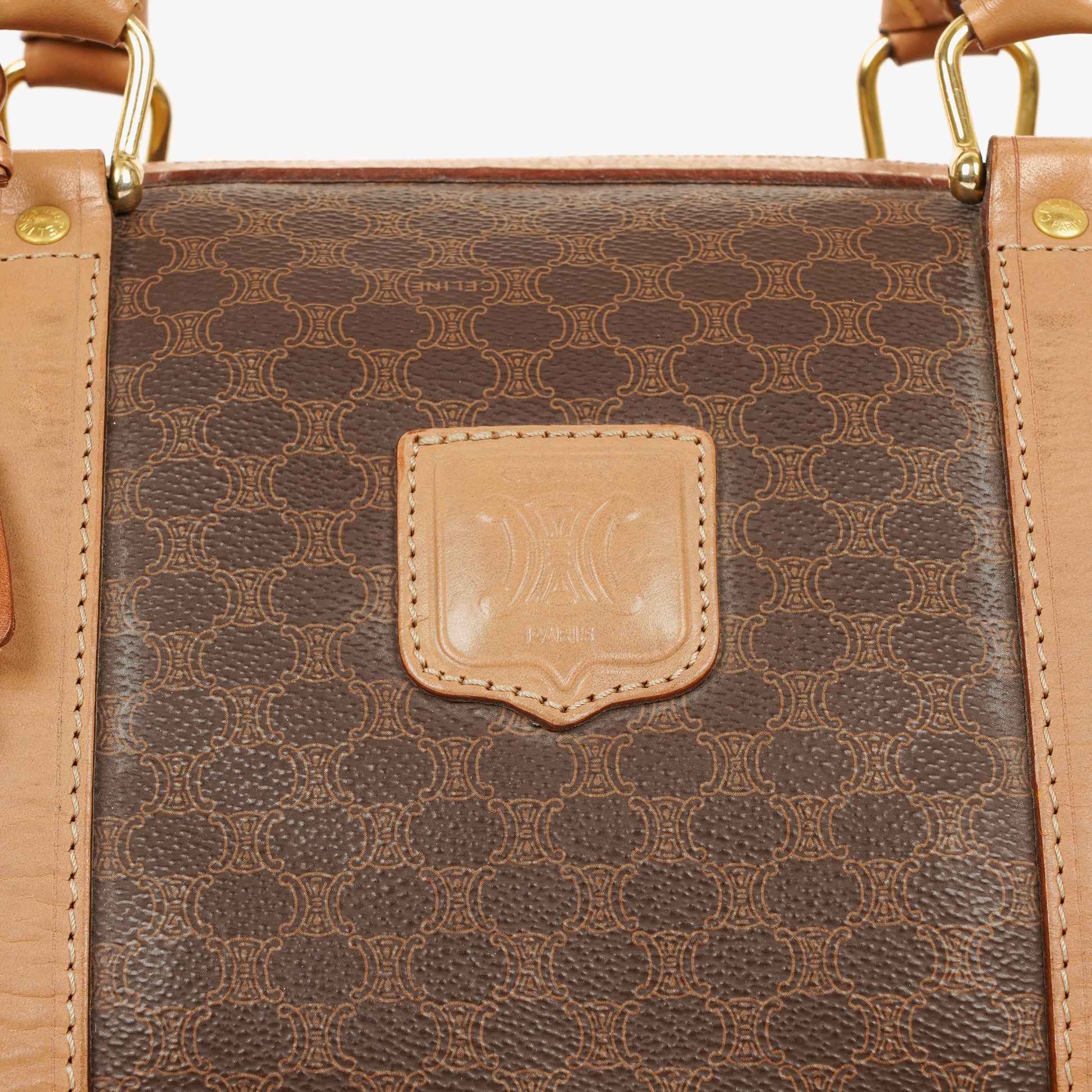 Celine Vintage Macadam Triomphe Reisetasche in Braun