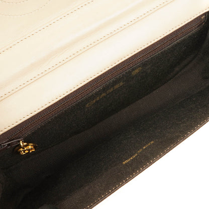 Chanel Half Moon Klappentasche aus beigem gestepptem Lammleder