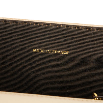 Chanel Half Moon Klappentasche aus beigem gestepptem Lammleder