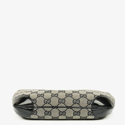 Gucci Hobo Bag aus schwarzem Lackleder mit geflochtenem Henkel und Ring