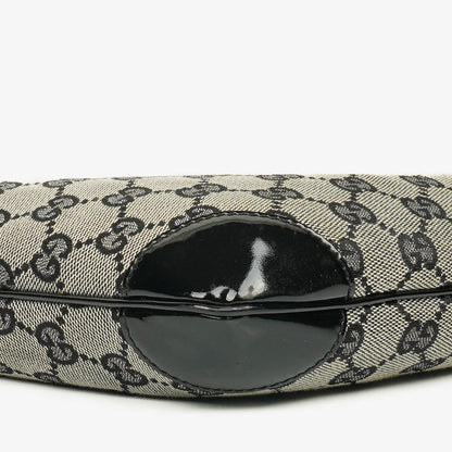 Gucci Hobo Bag aus schwarzem Lackleder mit geflochtenem Henkel und Ring