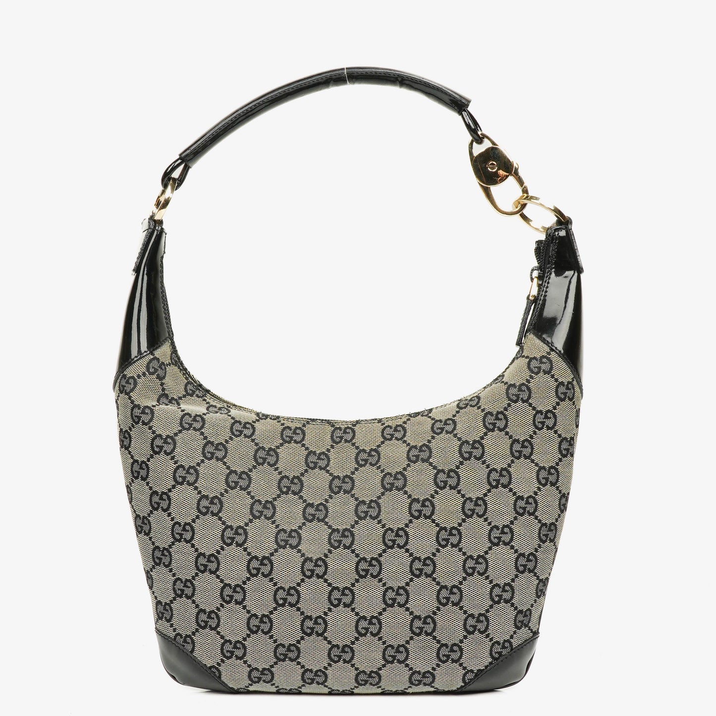 Gucci Hobo Bag aus schwarzem Lackleder mit geflochtenem Henkel und Ring