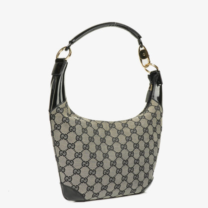 Gucci Hobo Bag aus schwarzem Lackleder mit geflochtenem Henkel und Ring