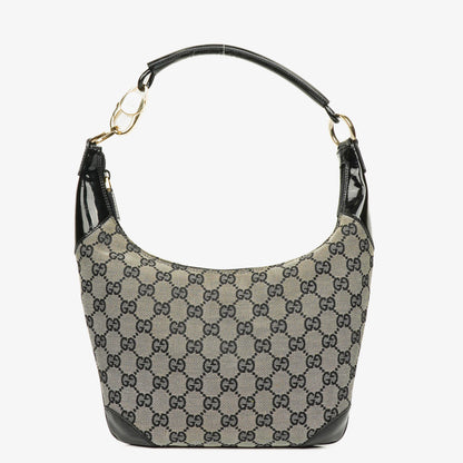 Gucci Hobo Bag aus schwarzem Lackleder mit geflochtenem Henkel und Ring