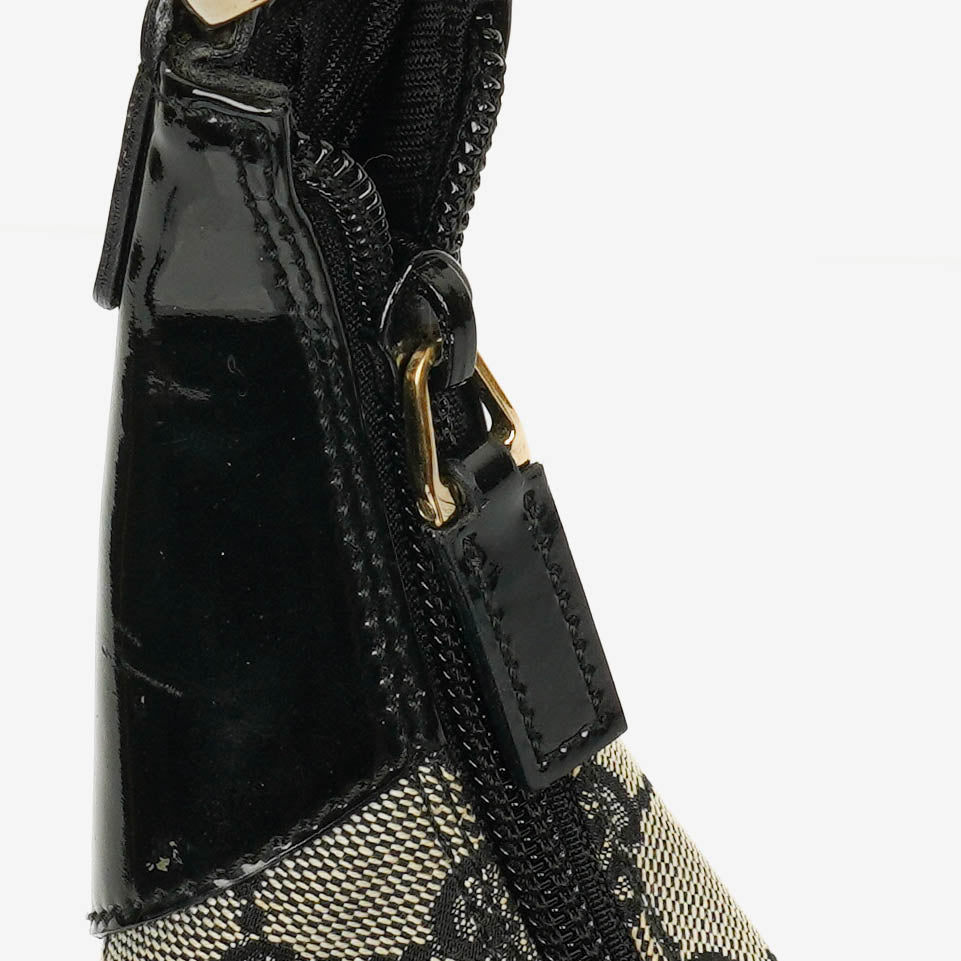 Gucci Hobo Bag aus schwarzem Lackleder mit geflochtenem Henkel und Ring
