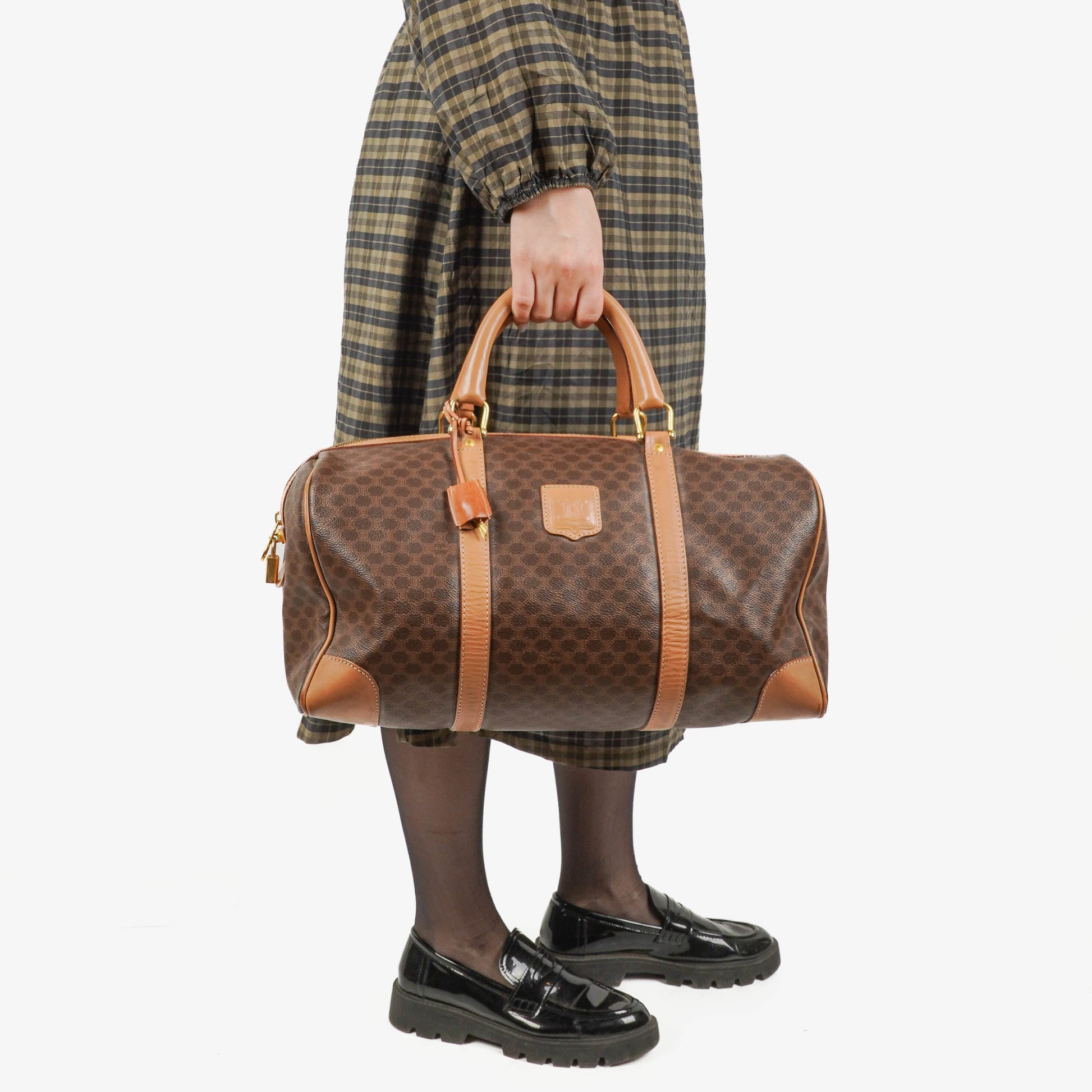 Celine Vintage Macadam Triomphe Reisetasche in Braun