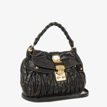 Miu Miu Coffer Matelassé Hobo Tasche aus schwarzem Leder