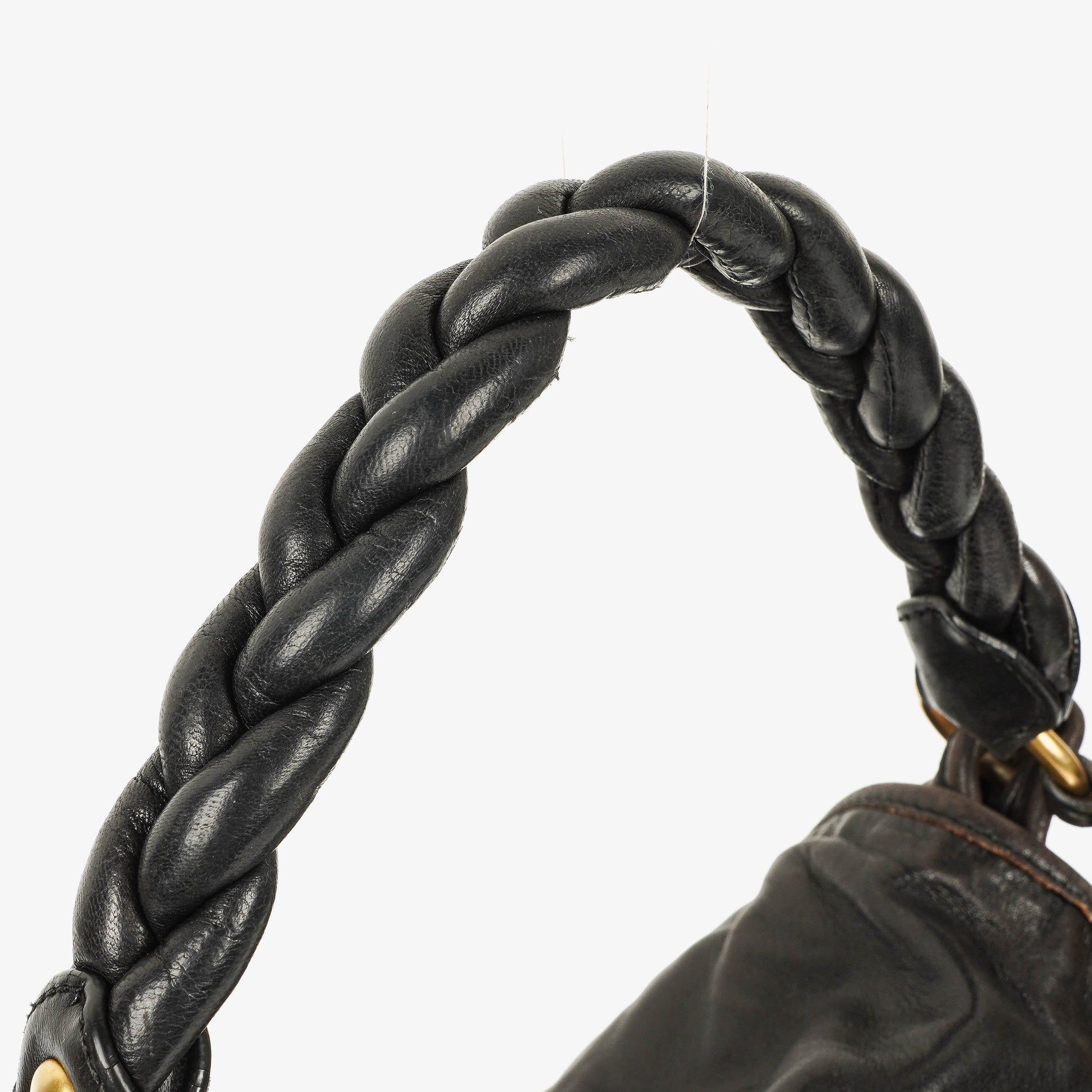 Miu Miu Coffer Matelassé Hobo Tasche aus schwarzem Leder