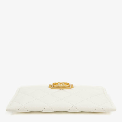 Chanel Boy Kartenetui aus weißem gestepptem Caviar-Leder