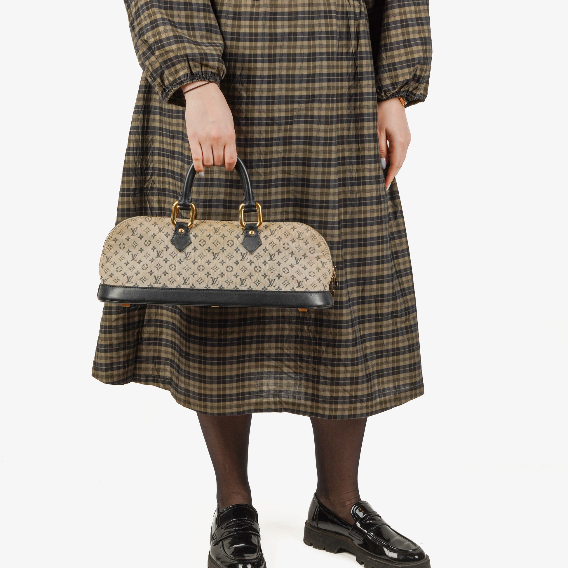 Louis Vuitton Mini Alma Long Handtasche mit blauem Monogramm
