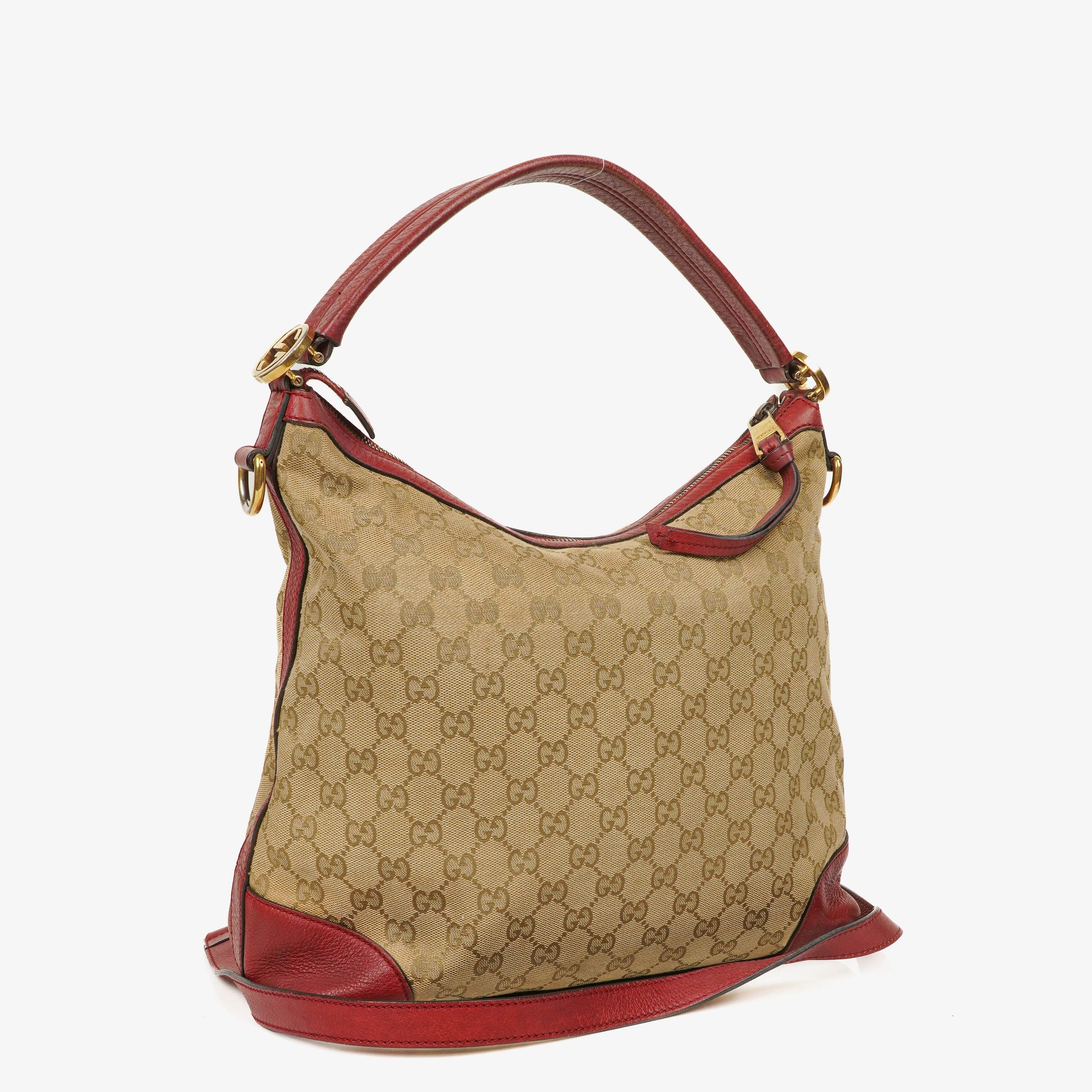 Gucci Miss GG Original Beige/Himbeerrot GG Canvas Hobo-Tasche