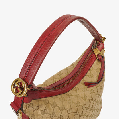 Gucci Miss GG Original Beige/Himbeerrot GG Canvas Hobo-Tasche