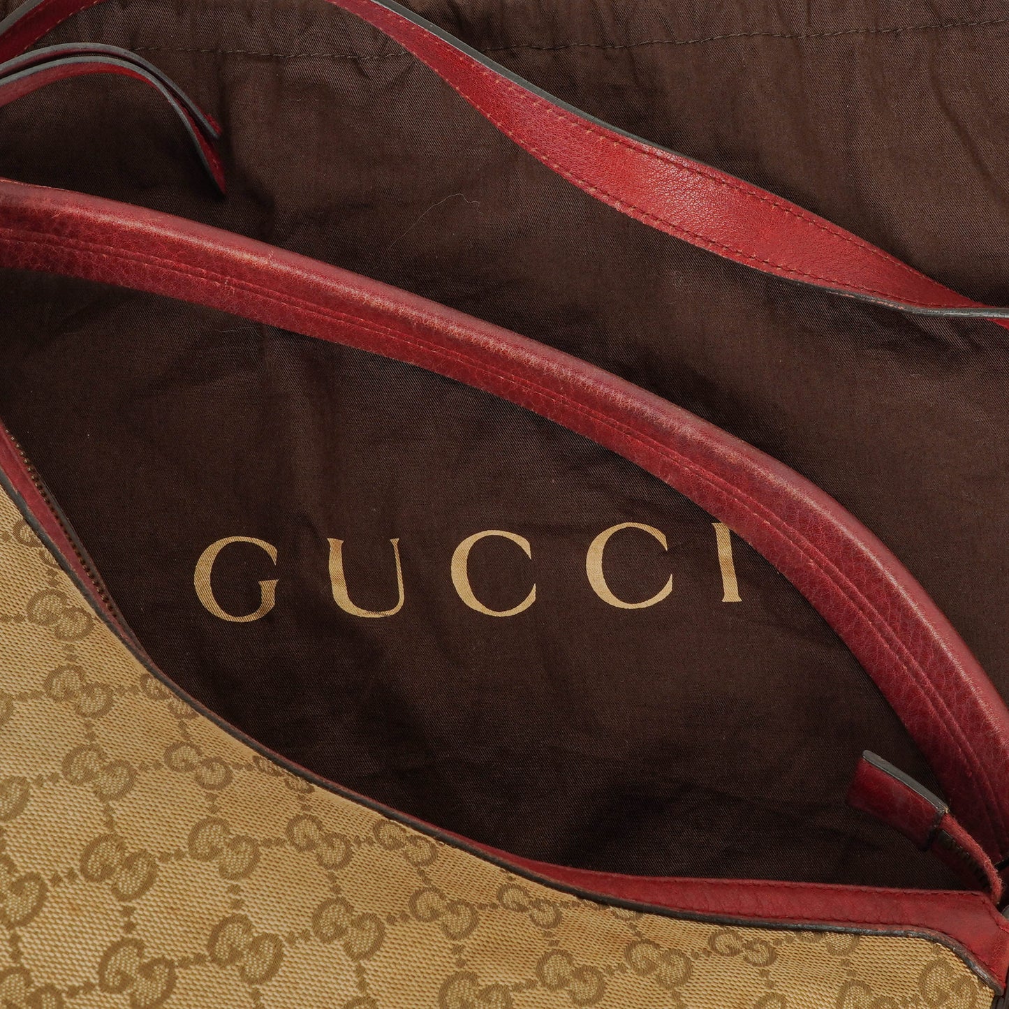 Gucci Miss GG Original Beige/Himbeerrot GG Canvas Hobo-Tasche