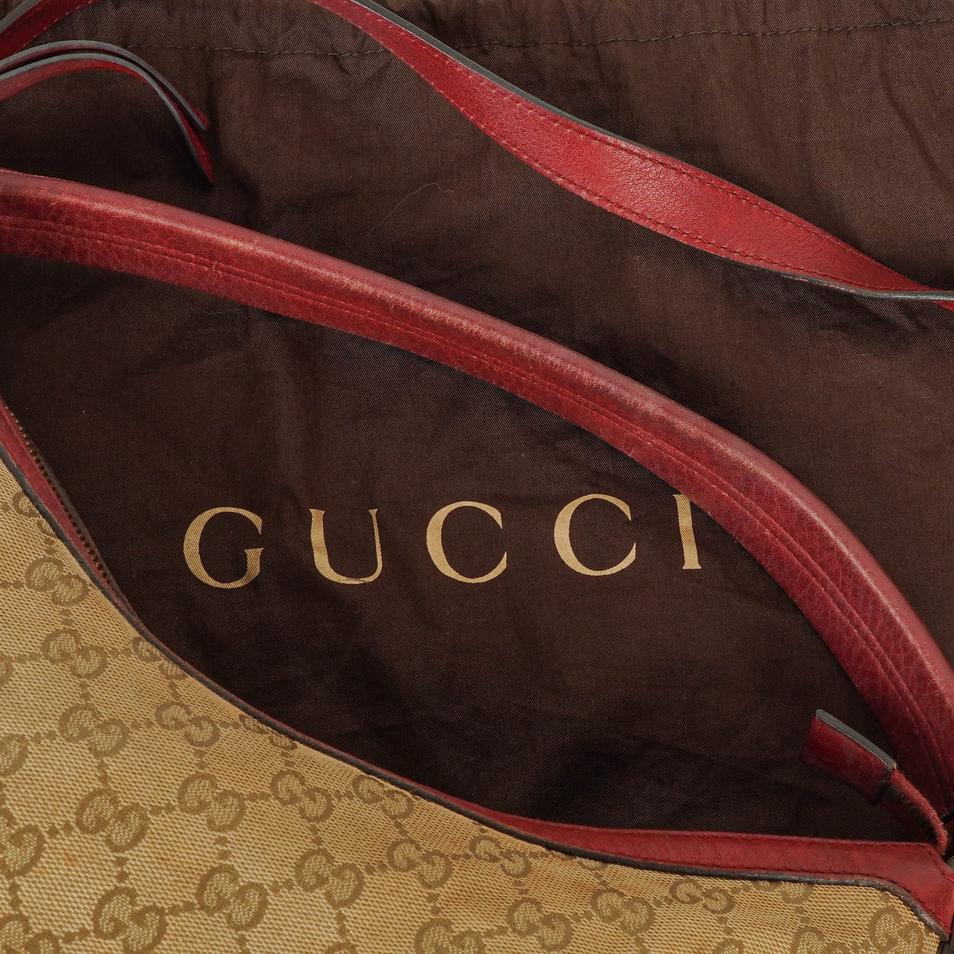 Gucci Miss GG Original Beige/Himbeerrot GG Canvas Hobo-Tasche
