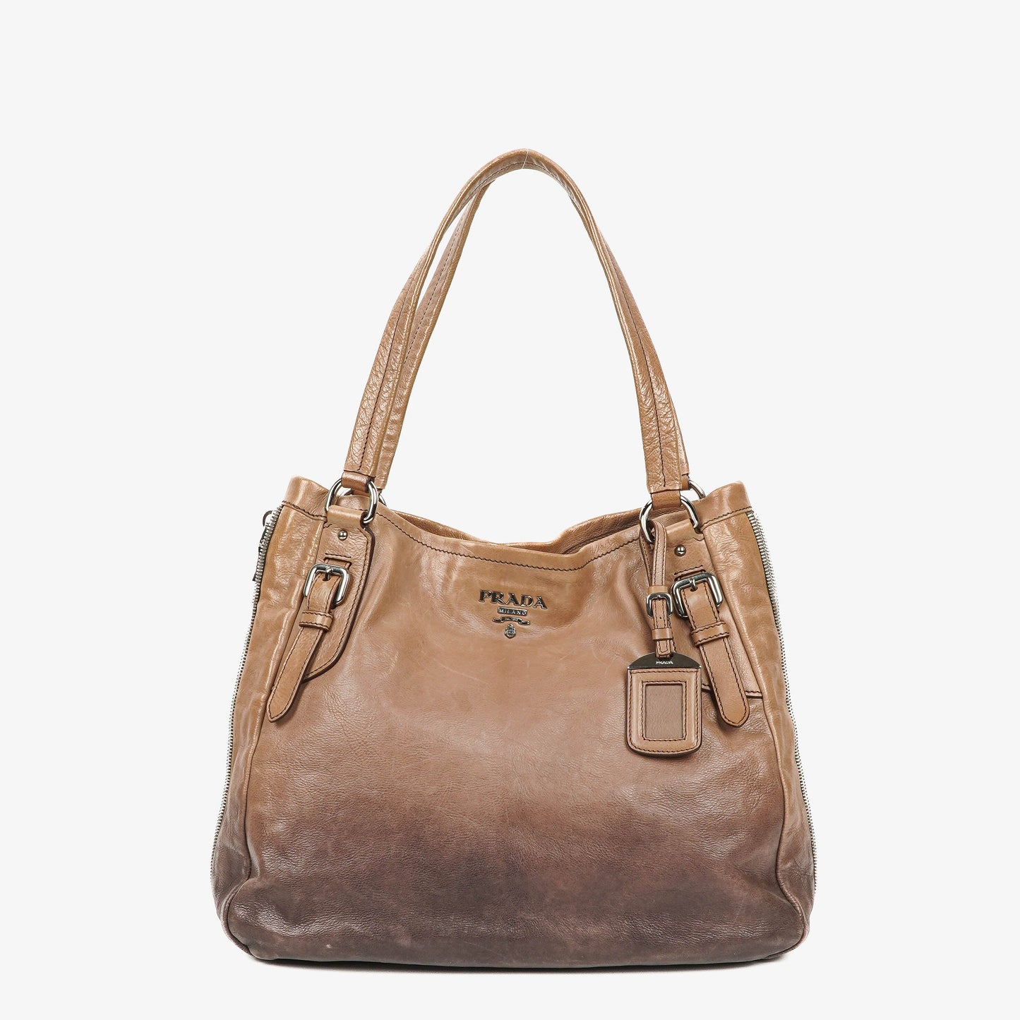 Prada Ombre Leder-Tote mit Reißverschlüssen