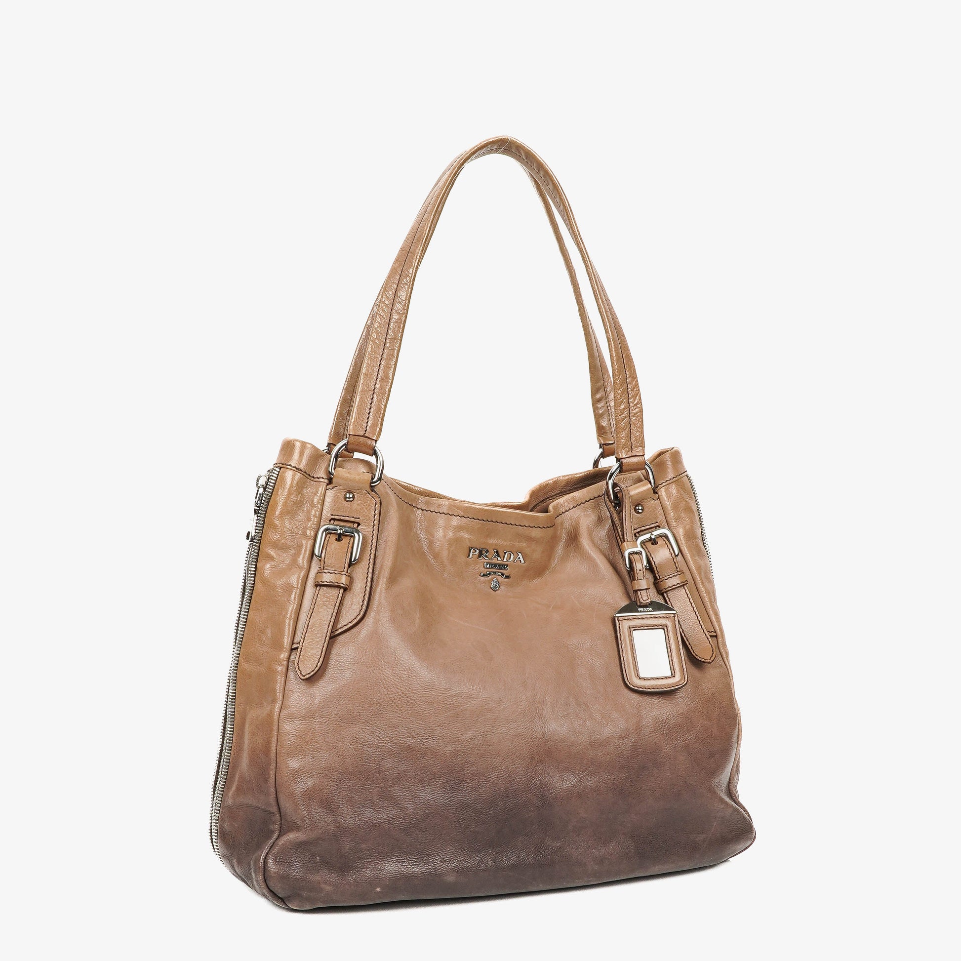 Prada Ombre Leder-Tote mit Reißverschlüssen