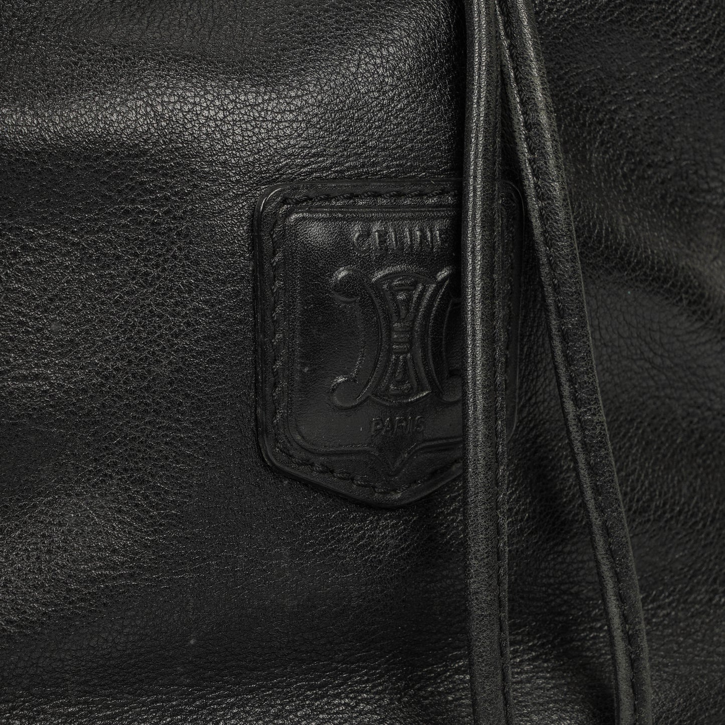 Céline Bucket Bag aus schwarzem Leder mit Kordelzug