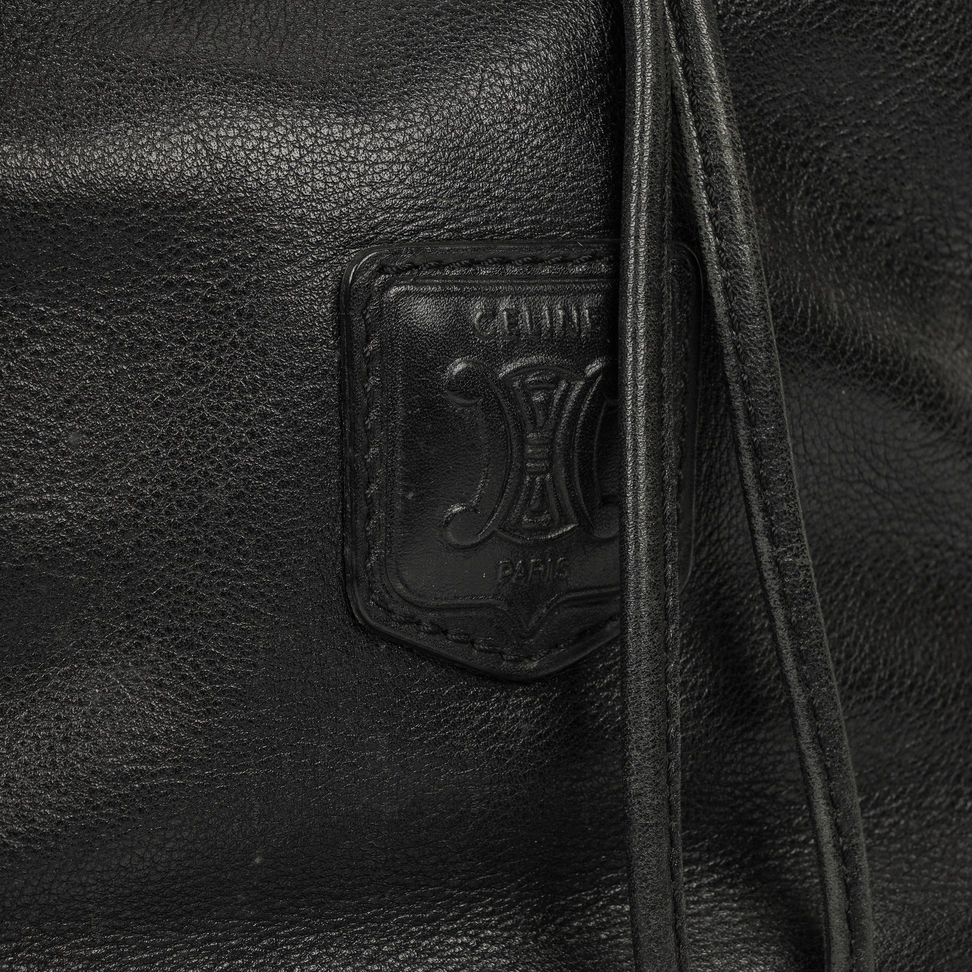 Céline Bucket Bag aus schwarzem Leder mit Kordelzug