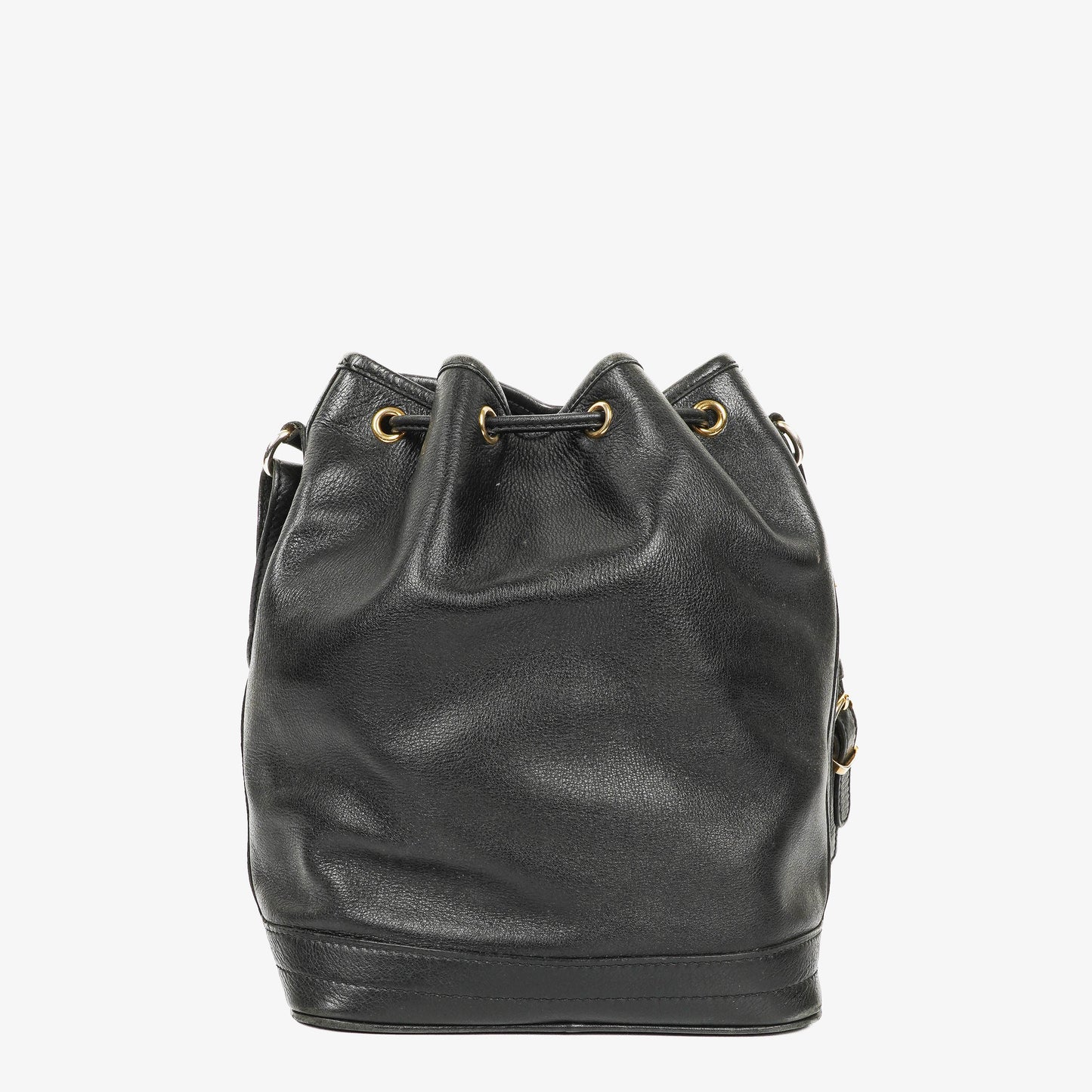 Céline Bucket Bag aus schwarzem Leder mit Kordelzug