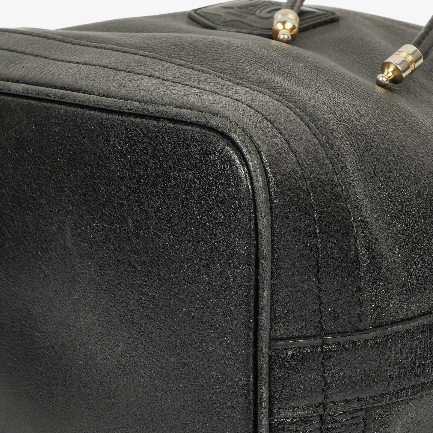 Céline Bucket Bag aus schwarzem Leder mit Kordelzug