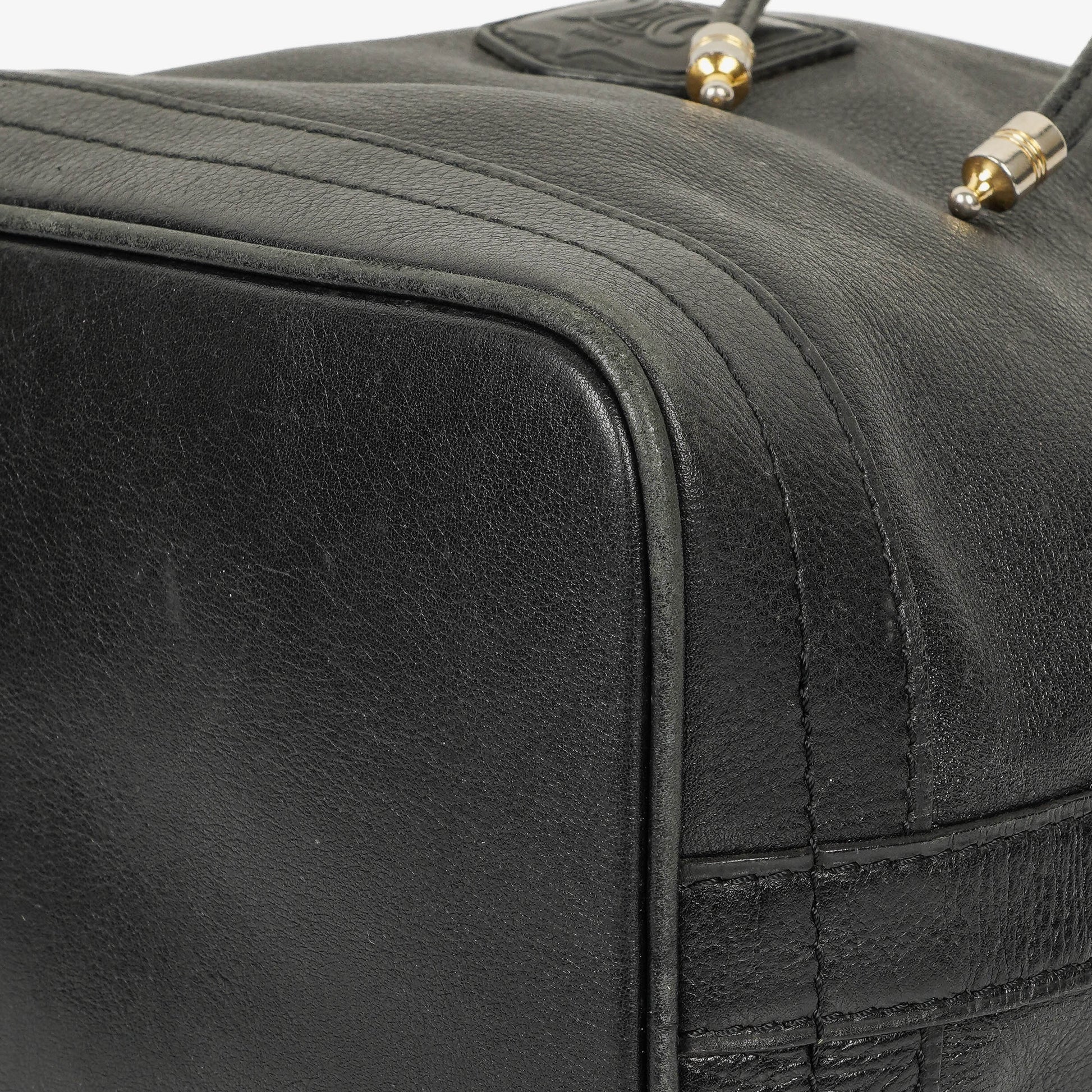Céline Bucket Bag aus schwarzem Leder mit Kordelzug
