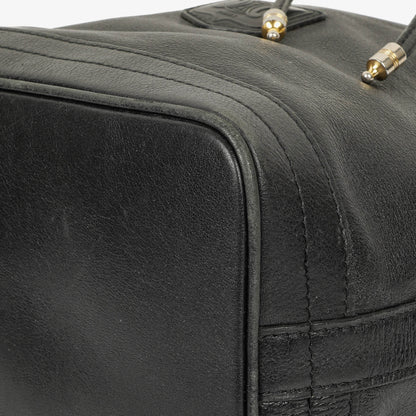 Céline Bucket Bag aus schwarzem Leder mit Kordelzug