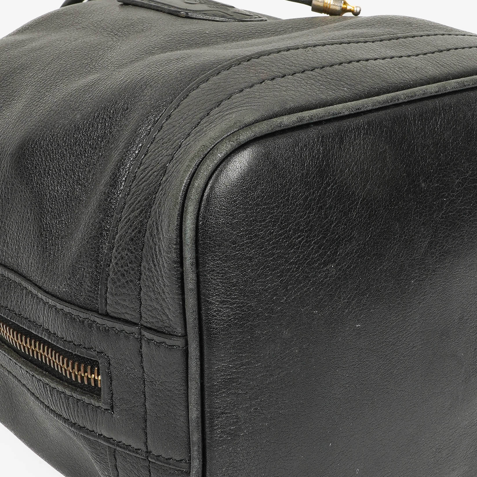 Céline Bucket Bag aus schwarzem Leder mit Kordelzug
