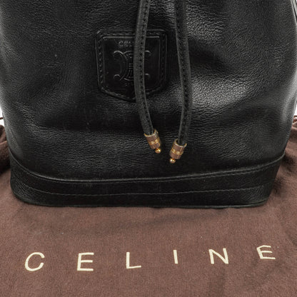 Céline Bucket Bag aus schwarzem Leder mit Kordelzug