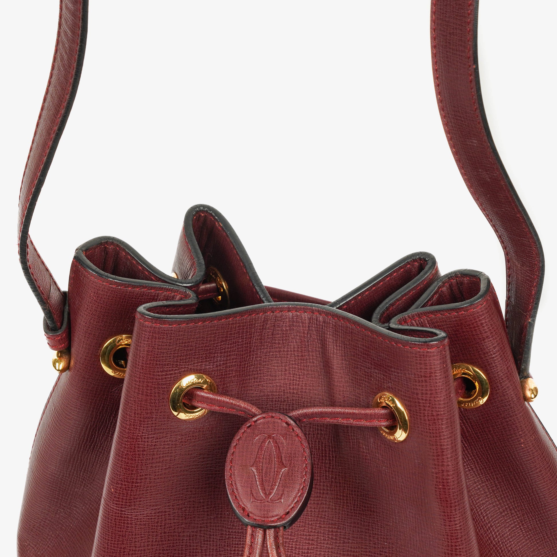 Cartier Must de Cartier Escarcelle Tasche aus burgunderrotem Leder