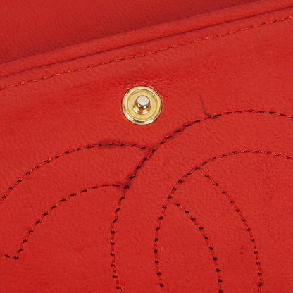 Chanel Vintage Classic Medium Double Flap Tasche aus rotem gestepptem Lammleder mit 24-karätig vergoldeter Hardware