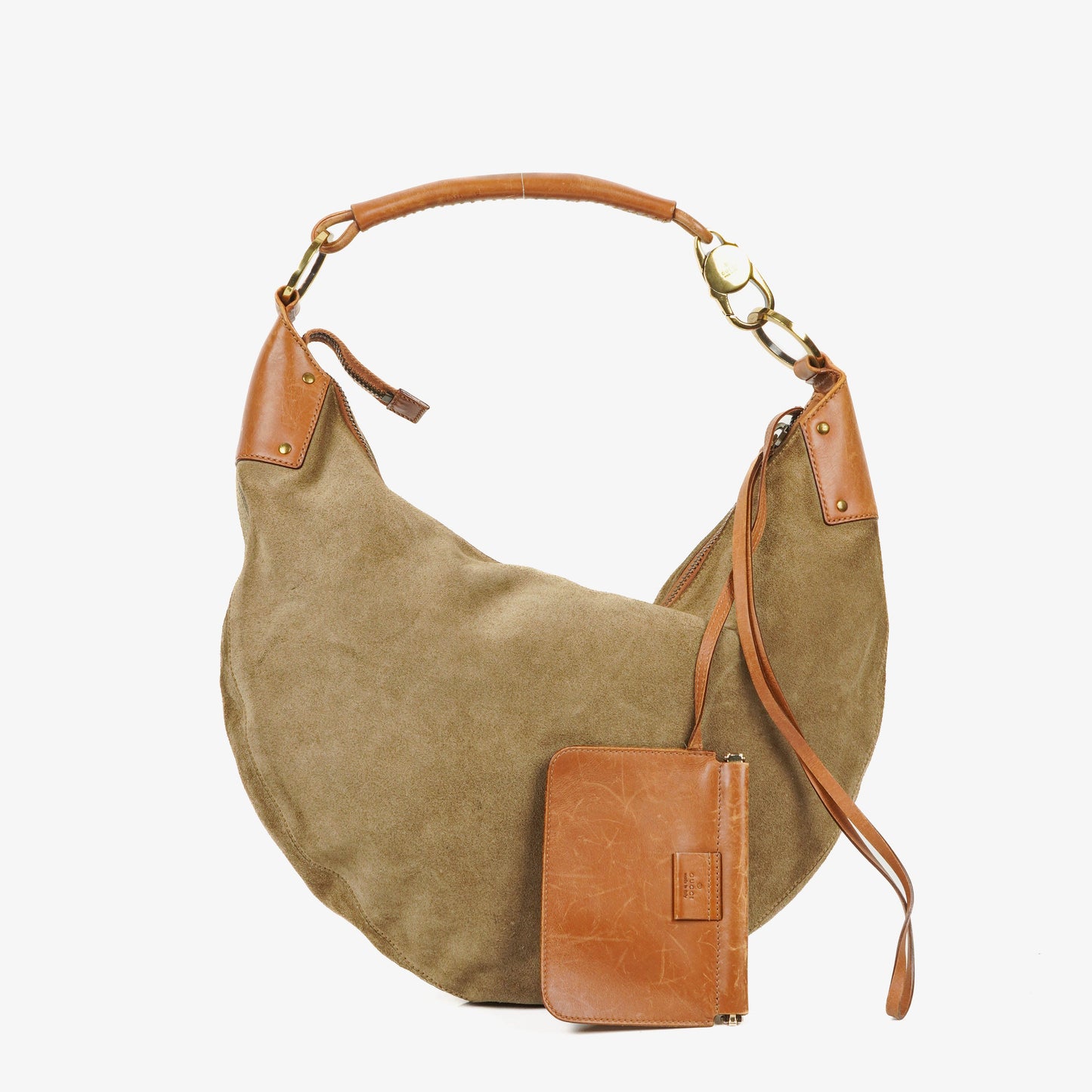 Gucci Hobo-Tasche mit Wildledergriff und Ring