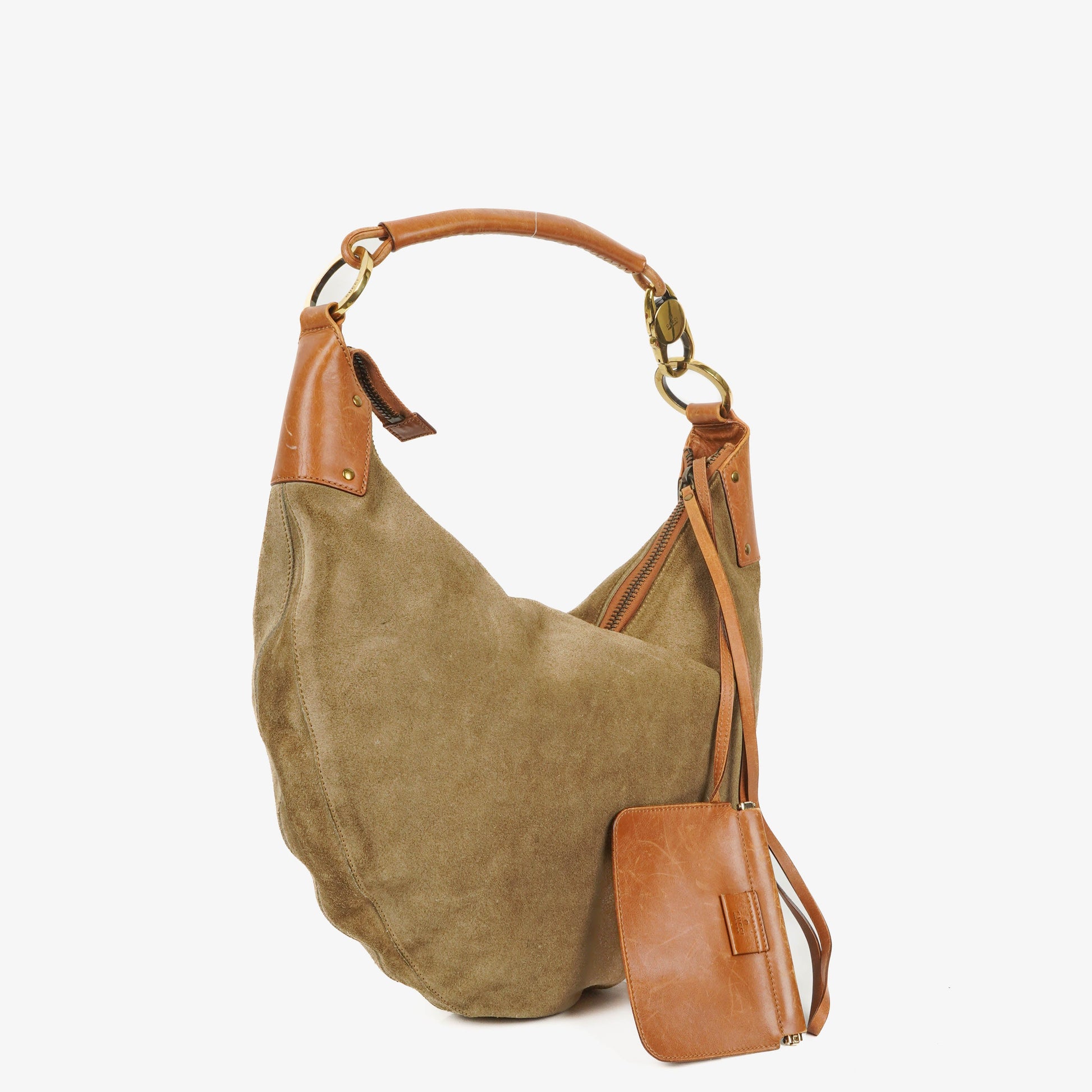 Gucci Hobo-Tasche mit Wildledergriff und Ring