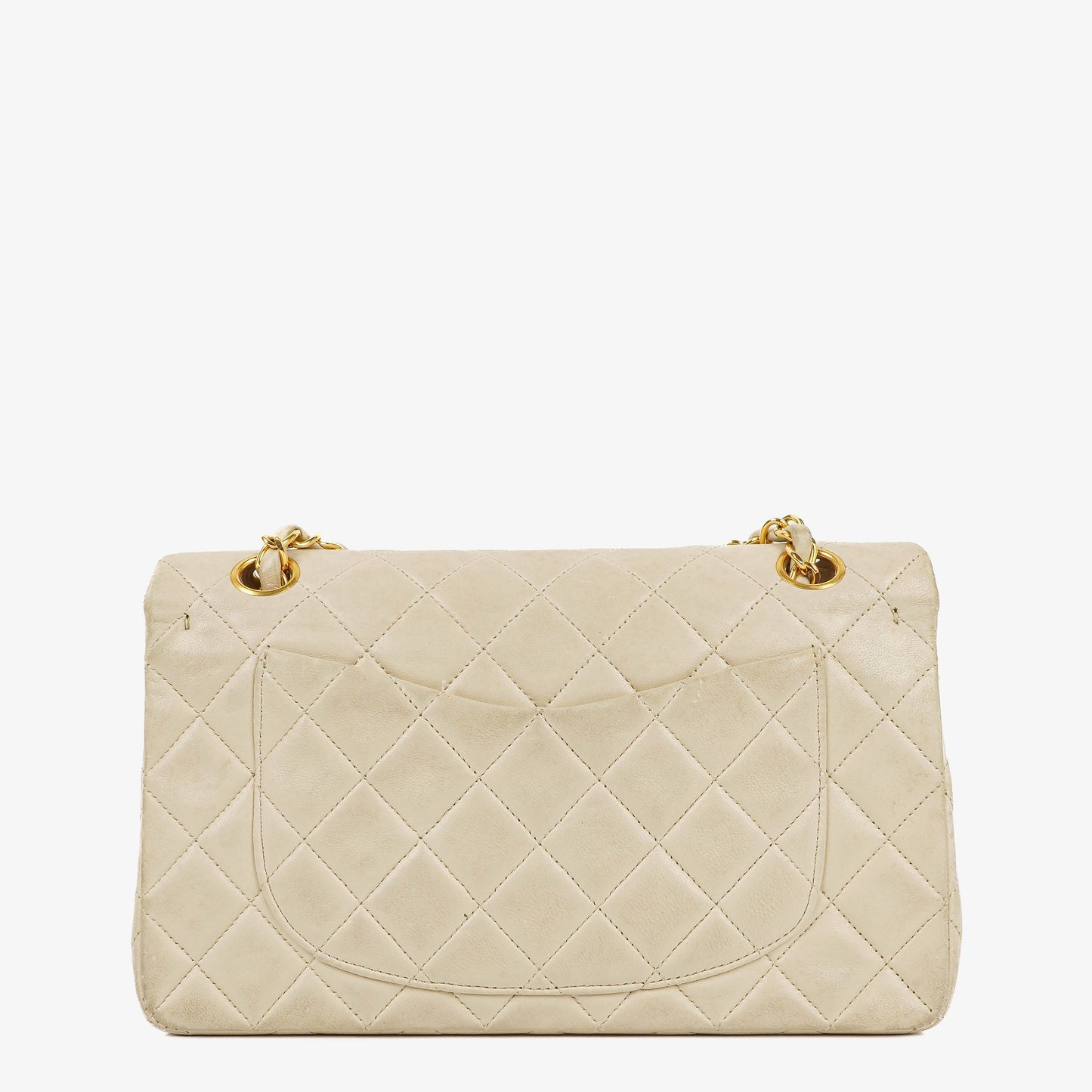 Chanel Medium Classic Vintage Double Flap Tasche aus gestepptem Lammleder mit 24K goldbeschichteten Beschlägen
