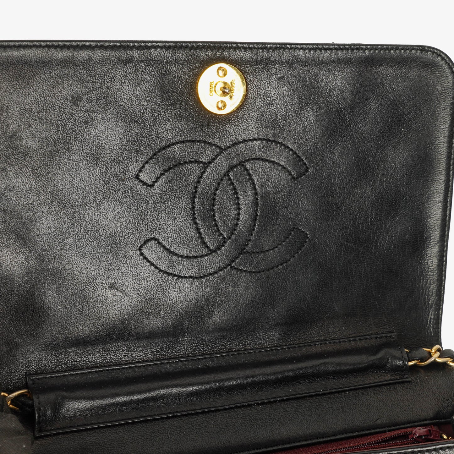 Chanel Classic Full Flap Tasche aus schwarzem gestepptem Leder mit 24K vergoldeten Beschlägen