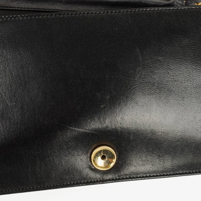 Chanel Classic Full Flap Tasche aus schwarzem gestepptem Leder mit 24K vergoldeten Beschlägen