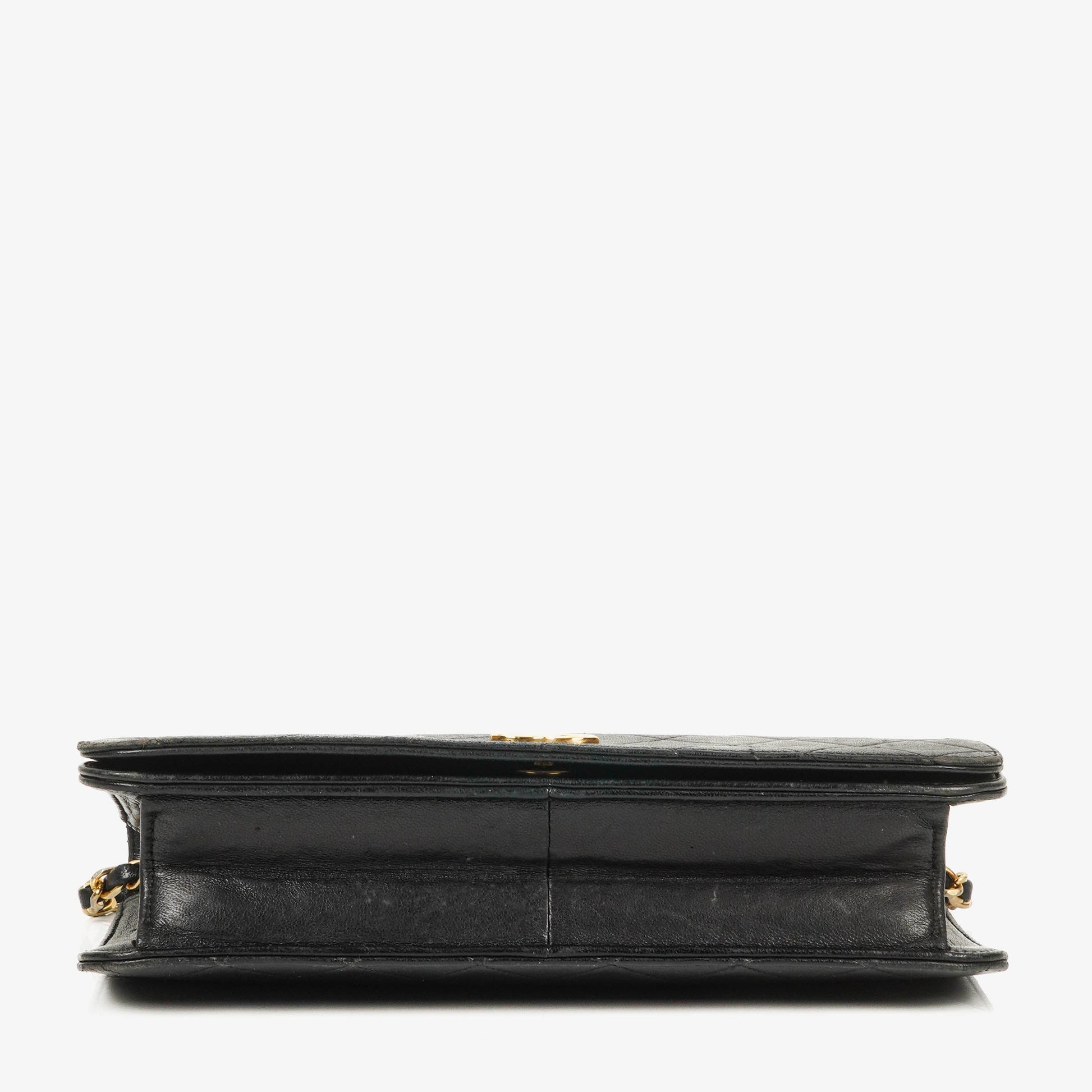 Chanel Classic Full Flap Tasche aus schwarzem gestepptem Leder mit 24K vergoldeten Beschlägen