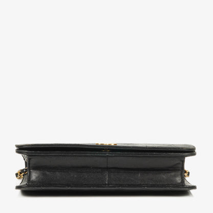 Chanel Classic Full Flap Tasche aus schwarzem gestepptem Leder mit 24K vergoldeten Beschlägen