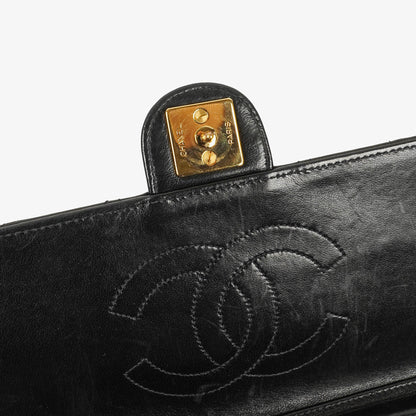 Chanel Medium Classic Single Flap Tasche aus schwarzem gestepptem Lammleder mit 24K vergoldeten Beschlägen