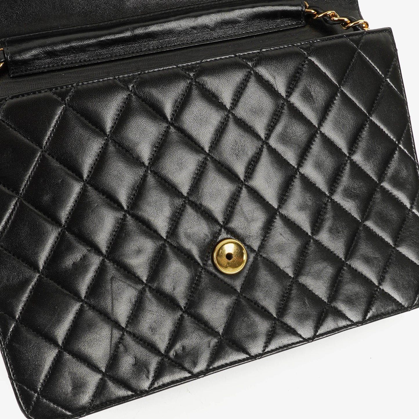 Chanel Medium Classic Single Flap Tasche aus schwarzem gestepptem Lammleder mit 24K vergoldeten Beschlägen