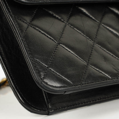 Chanel Medium Classic Single Flap Tasche aus schwarzem gestepptem Lammleder mit 24K vergoldeten Beschlägen